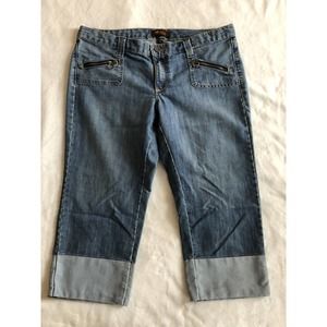 Lee One True Fit Lower On The Waist Womens 16M Capri Jeans Blue Denim Light Wash